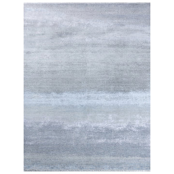 Modern Wool & Silk Grey Handknotted Rug