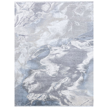 Modern Wool & Silk Grey Handknotted Rug