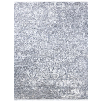 Modern Wool & Silk Grey Handknotted Rug