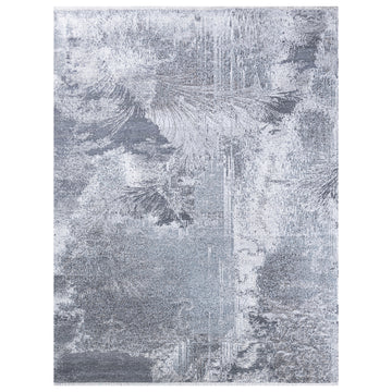 Modern Wool & Silk Grey Handknotted Rug