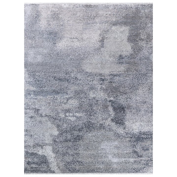 Modern Wool & Silk Grey Handknotted Rug