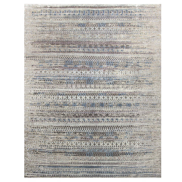 Modern Wool & Silk Beige Handknotted Rug