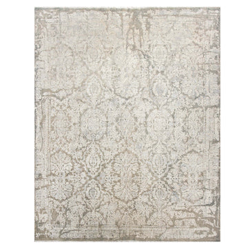 Modern Wool & Silk Grey Handknotted Rug