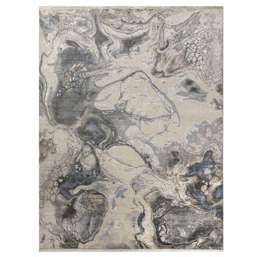 Modern Wool & Silk Grey Handknotted Rug