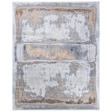 Modern Wool & Silk Grey Handknotted Rug