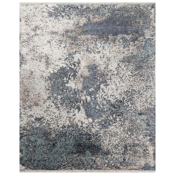 Modern Wool & Silk Grey Handknotted Rug