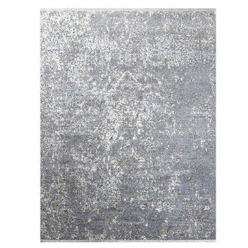 Modern Wool & Silk Grey Handknotted Rug