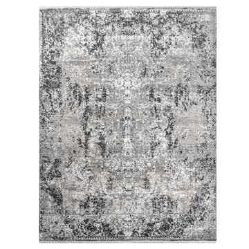 Modern Wool & Silk Grey Handknotted Rug