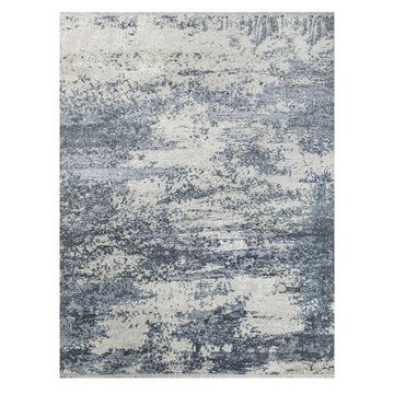 Modern Wool & Silk Grey Handknotted Rug