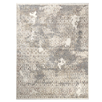 Modern Wool & Silk Grey Handknotted Rug