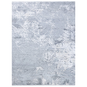 Modern Wool & Silk Grey Handknotted Rug