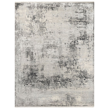 Modern Wool & Silk Grey Handknotted Rug