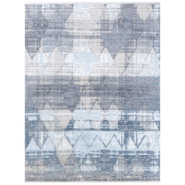 Modern Wool & Silk Grey Handknotted Rug