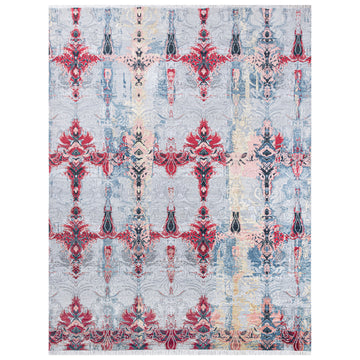 Modern Wool & Silk Grey Handknotted Rug