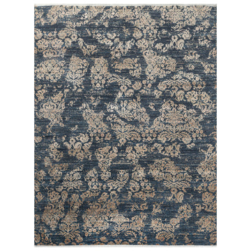 Modern Wool & Silk Blue Handknotted Rug