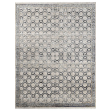 Modern Wool & Silk Grey Handknotted Rug