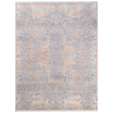 Modern Wool & Silk Rust Handknotted Rug