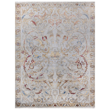 Transitional Wool Grey Handknotted Rug