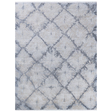 Modern Wool & Silk Grey Handknotted Rug