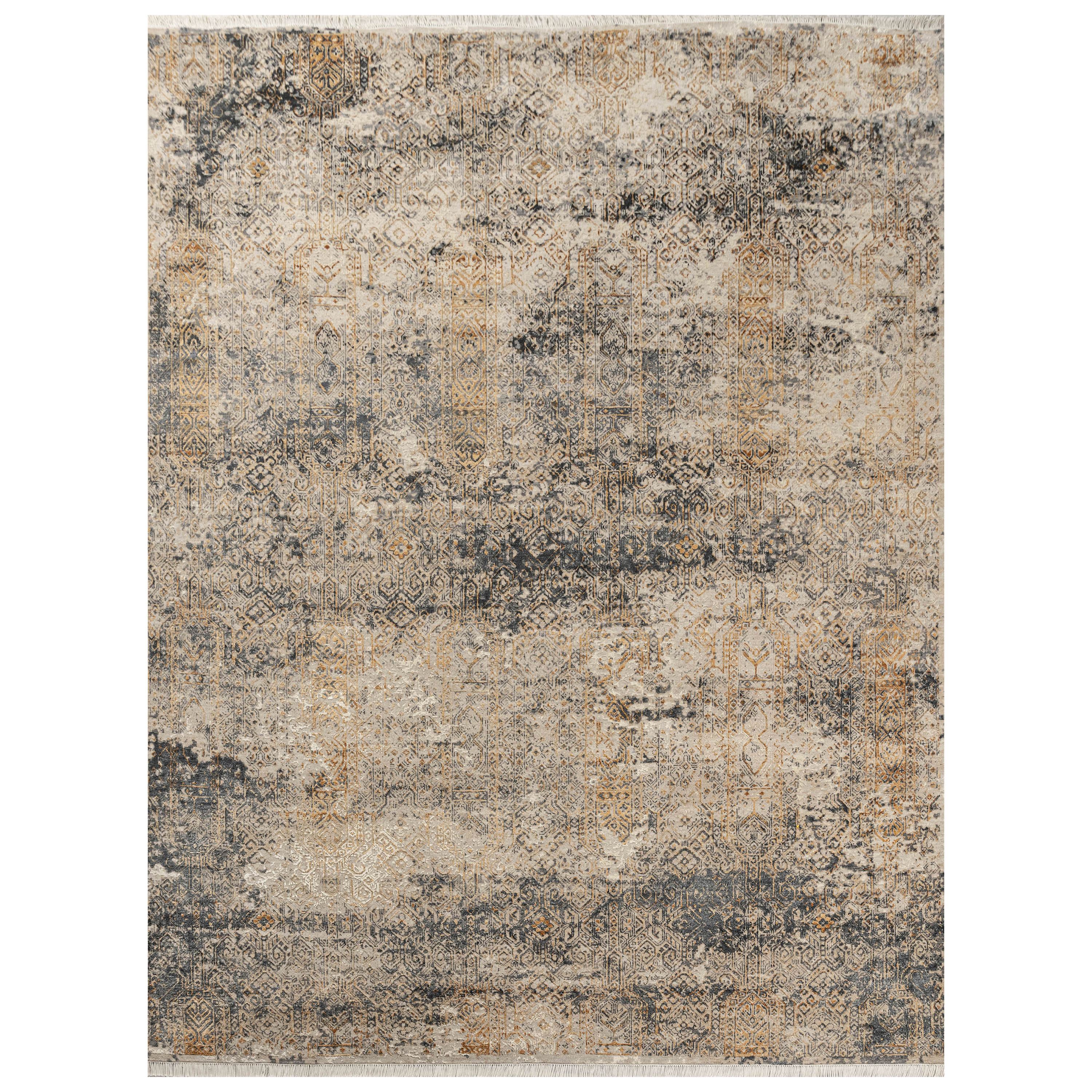 Maria Dynamic Rug Modern Wool & Silk Grey Handknotted Rug