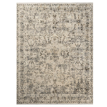 Modern Wool & Silk Beige Handknotted Rug