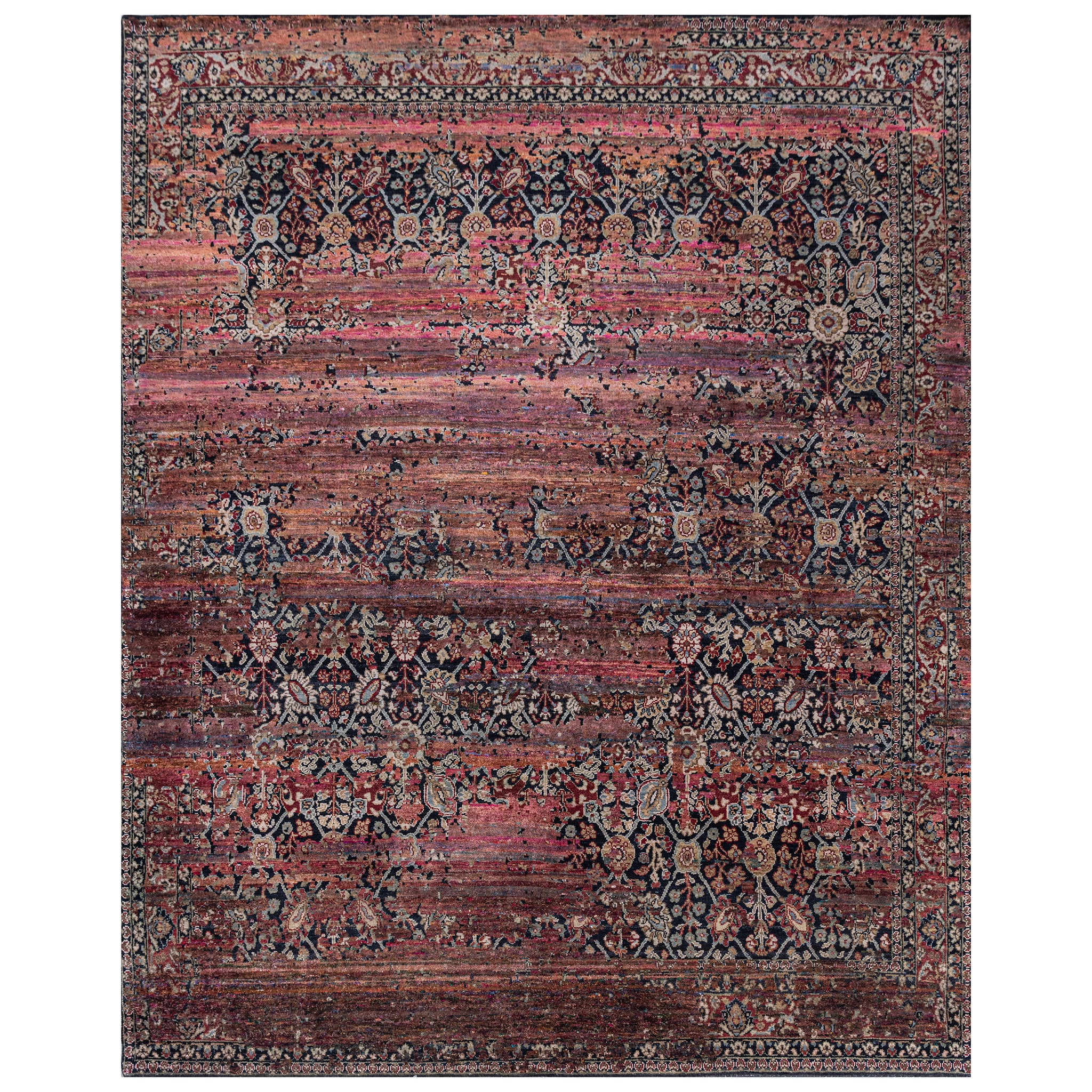 Transitional Wool & Silk Red Handknotted Rug