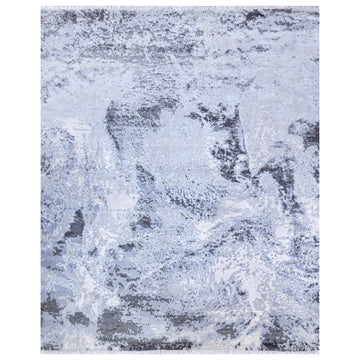 Modern Silk & Wool Grey Handknotted Rug