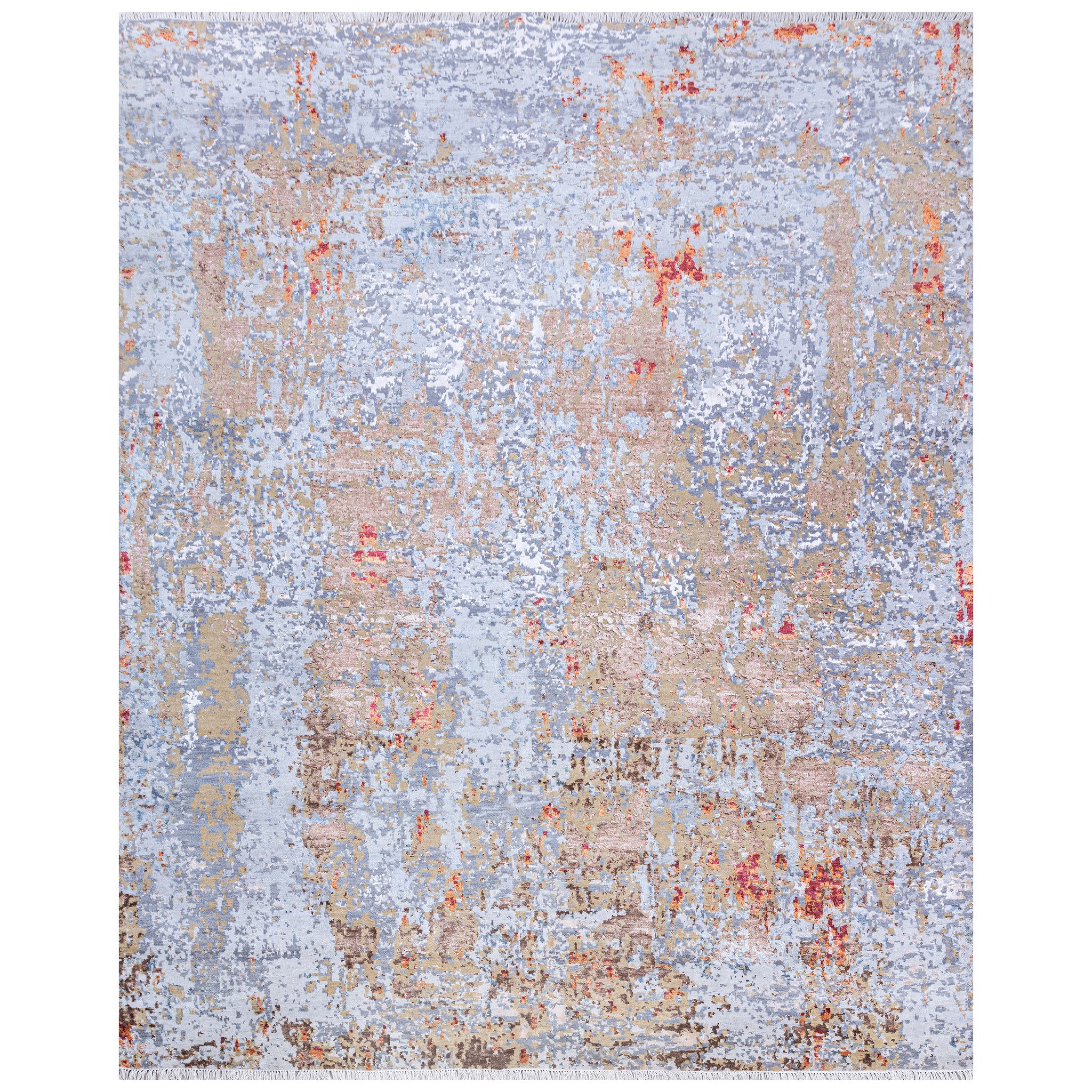 Modern Silk & Wool Grey Handknotted Rug