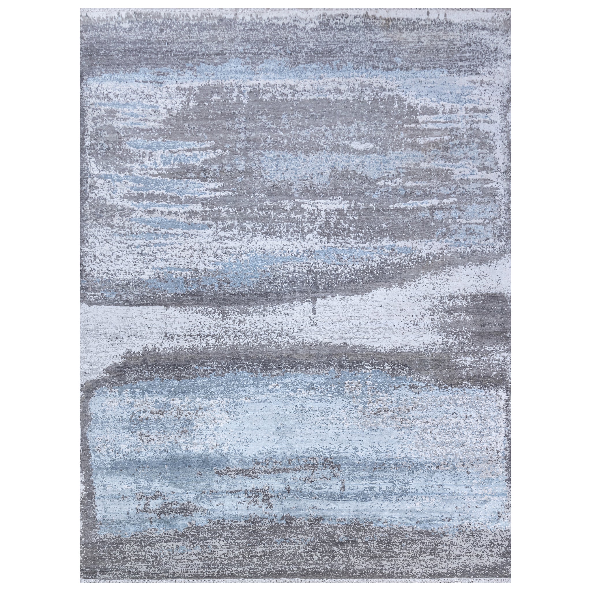 Modern Silk & Wool Grey Handknotted Rug