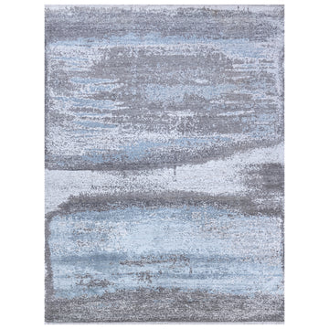 Modern Silk & Wool Grey Handknotted Rug