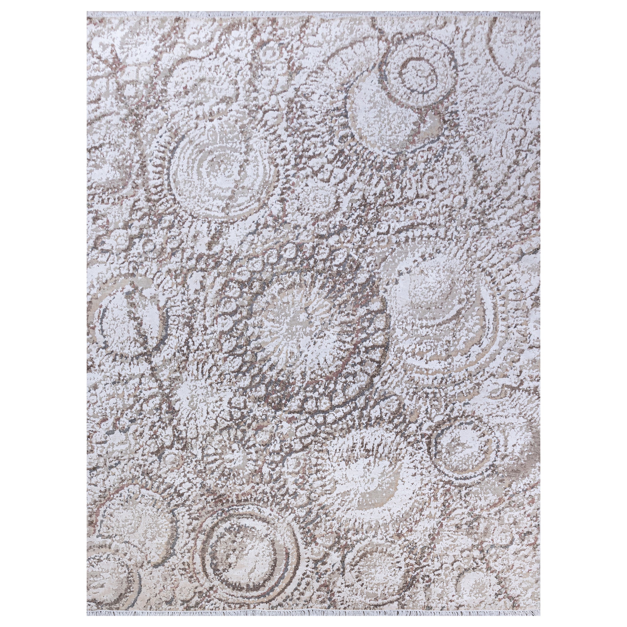 Modern Silk & Wool Cream Handknotted Rug