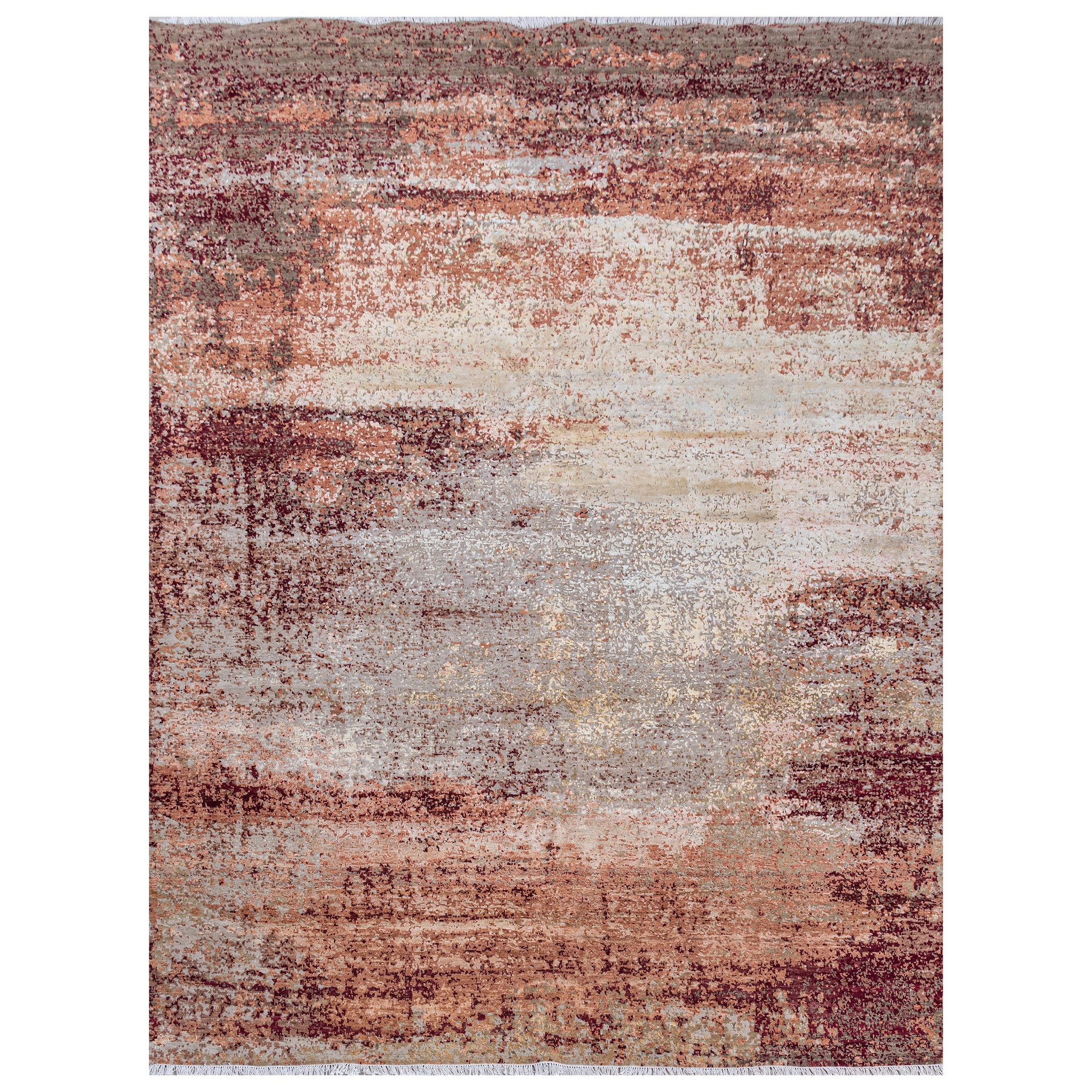 Modern Silk & Wool Orange Handknotted Rug