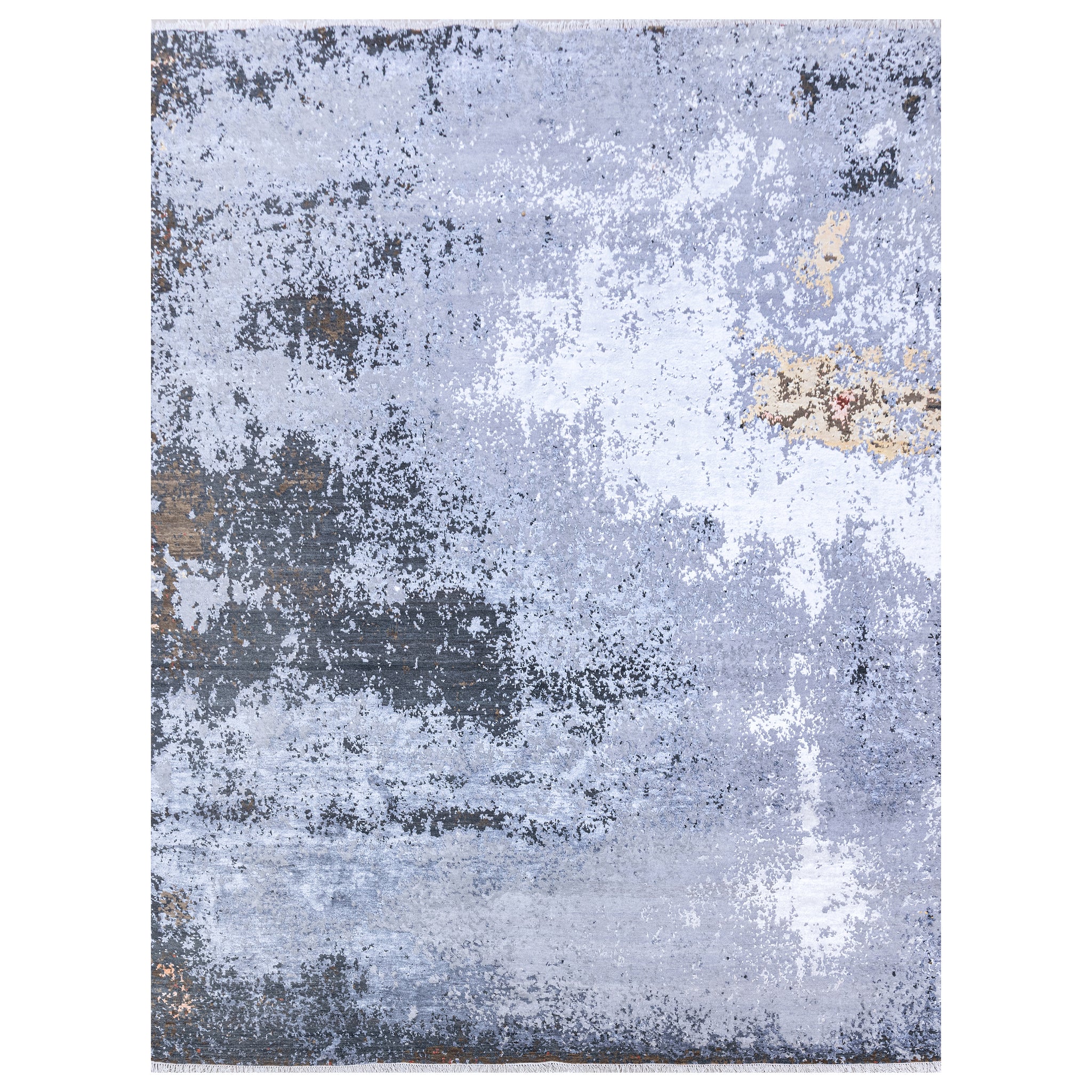 Modern Wool & Bamboo Blue Handknotted Rug