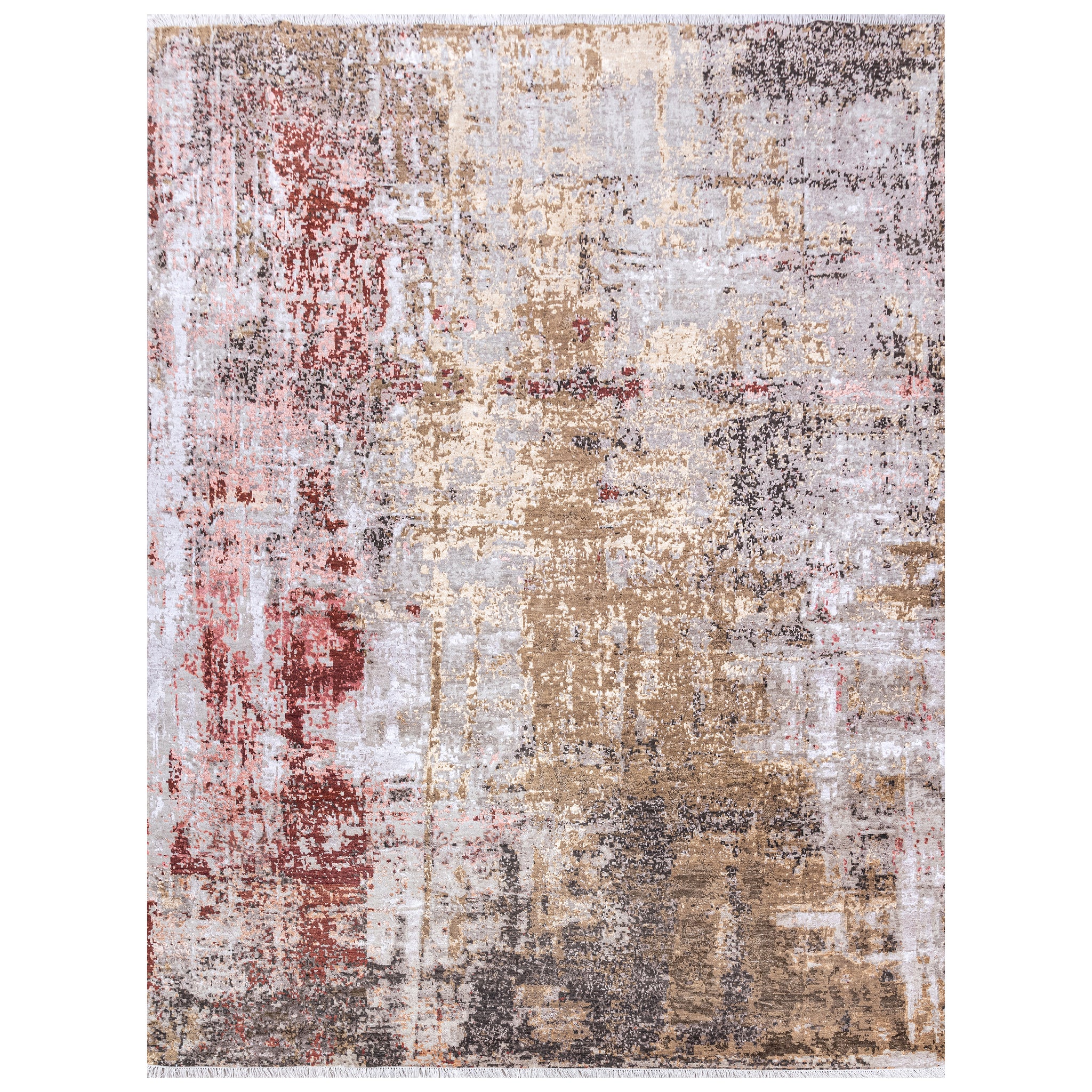 Modern Wool & Bamboo Cream/Brown Handknotted Rug