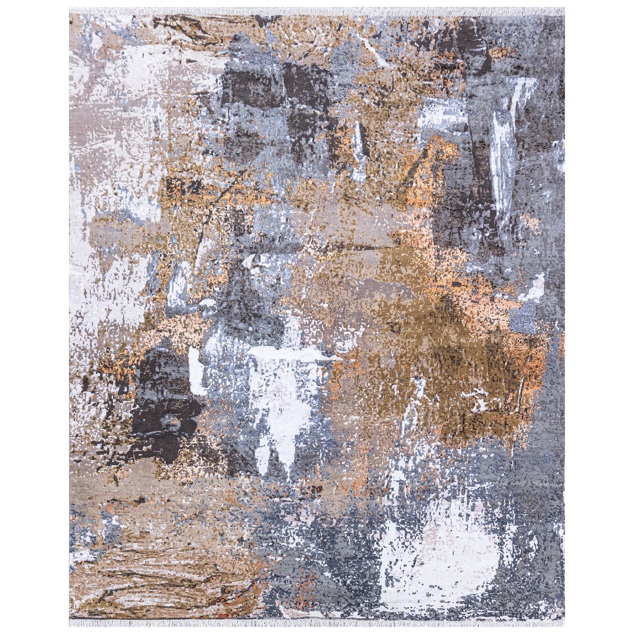 Modern Wool & Bamboo Brown Handknotted Rug