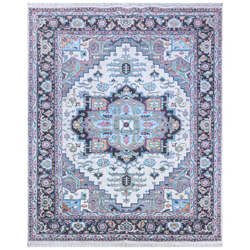 Traditional Wool & Bamboo Cream Handknotted Rug