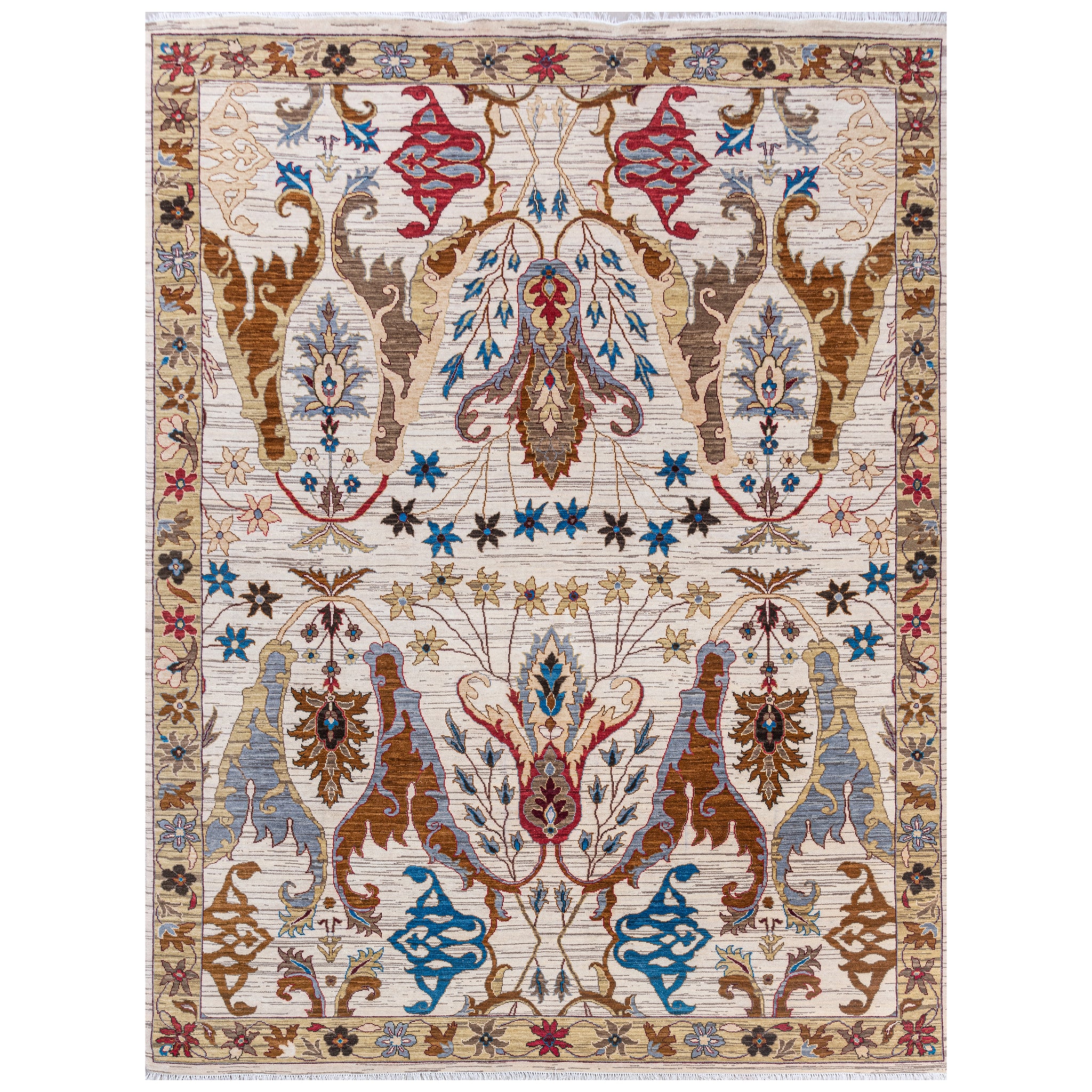 Traditional Wool Cream Handknotted Rug