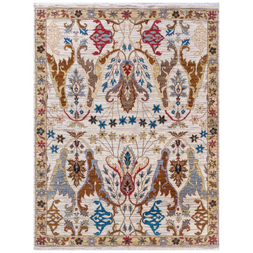 Traditional Wool Cream Handknotted Rug