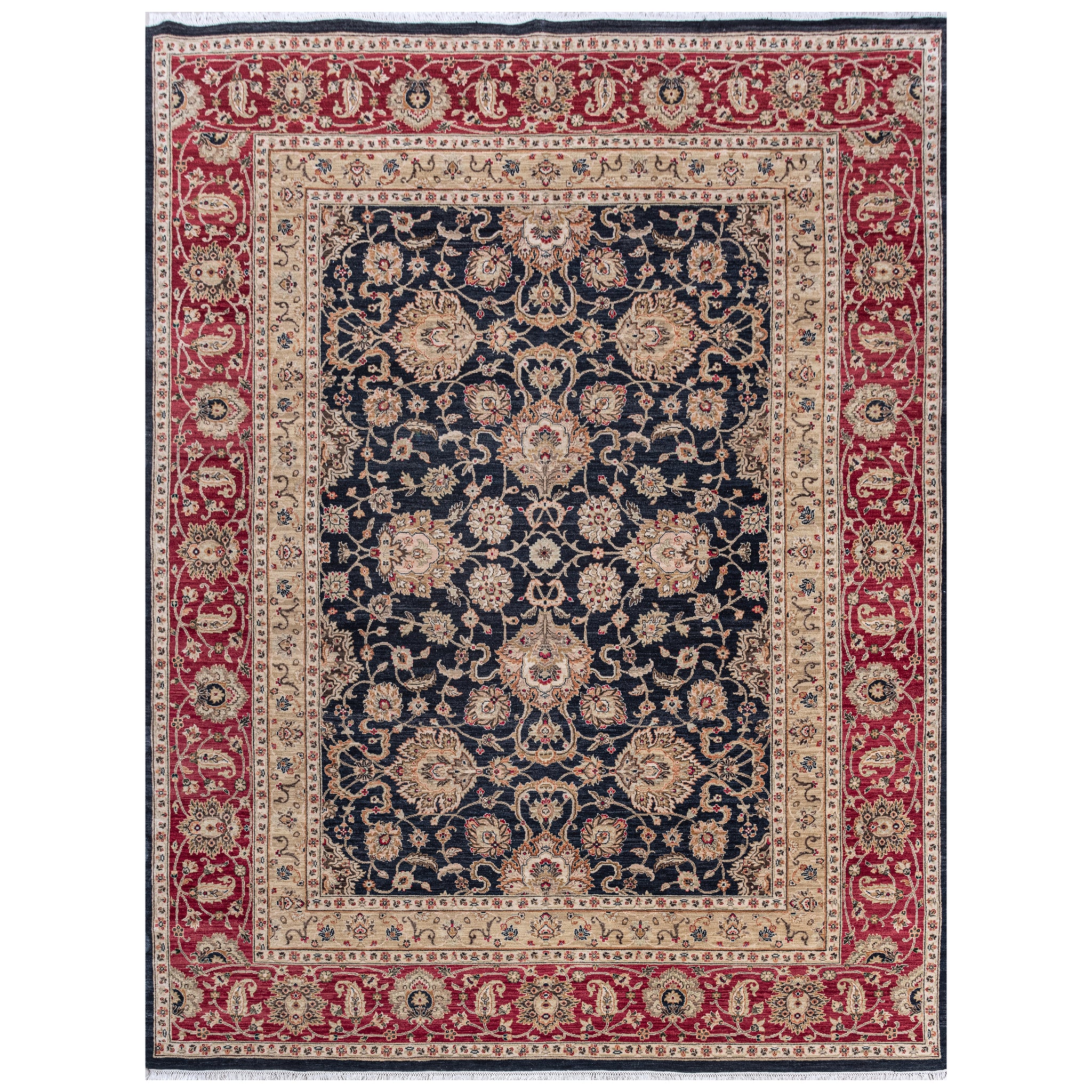 Traditional Wool Black Handknotted Rug