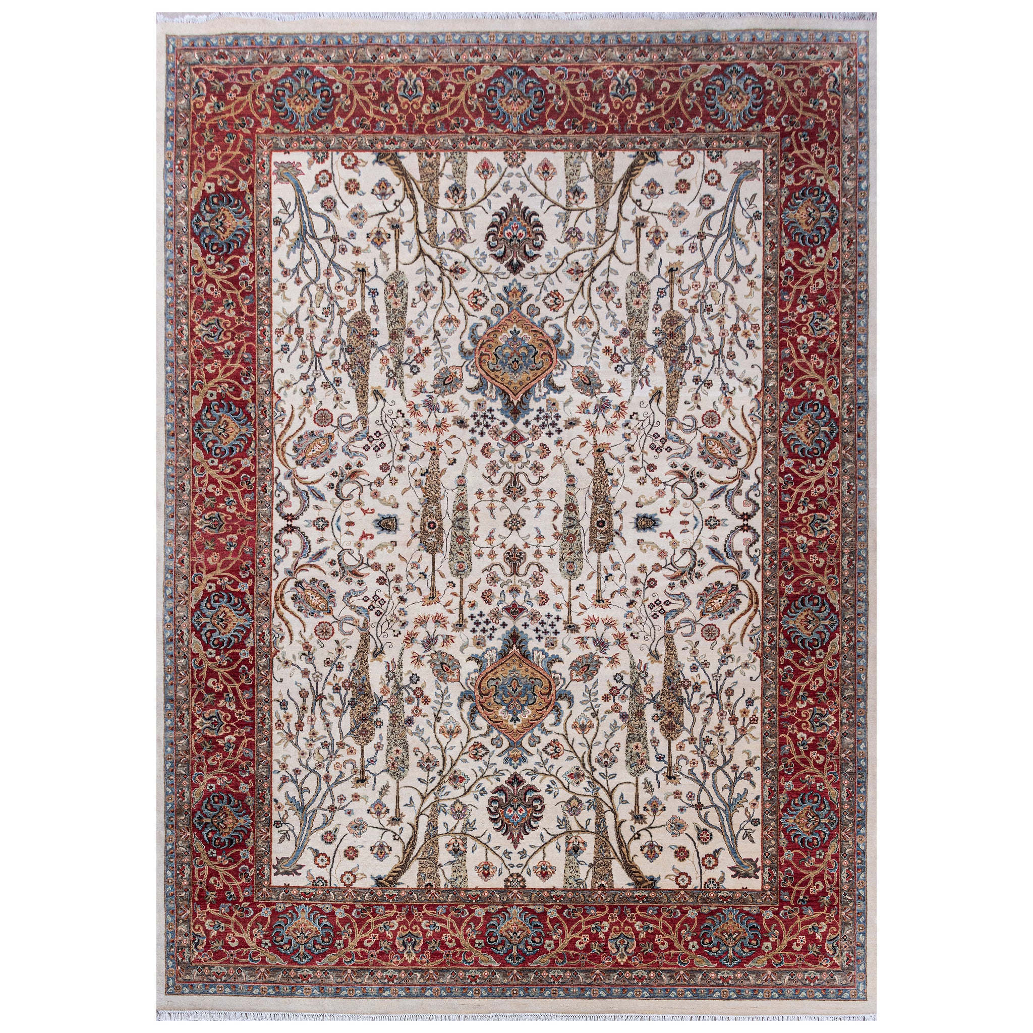 Traditional Wool Cream Handknotted Rug