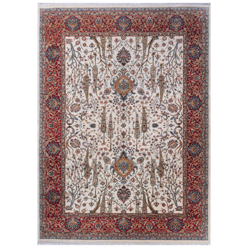 Traditional Wool Cream Handknotted Rug