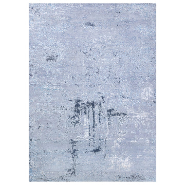 Modern Silk & Wool Grey Handknotted Rug