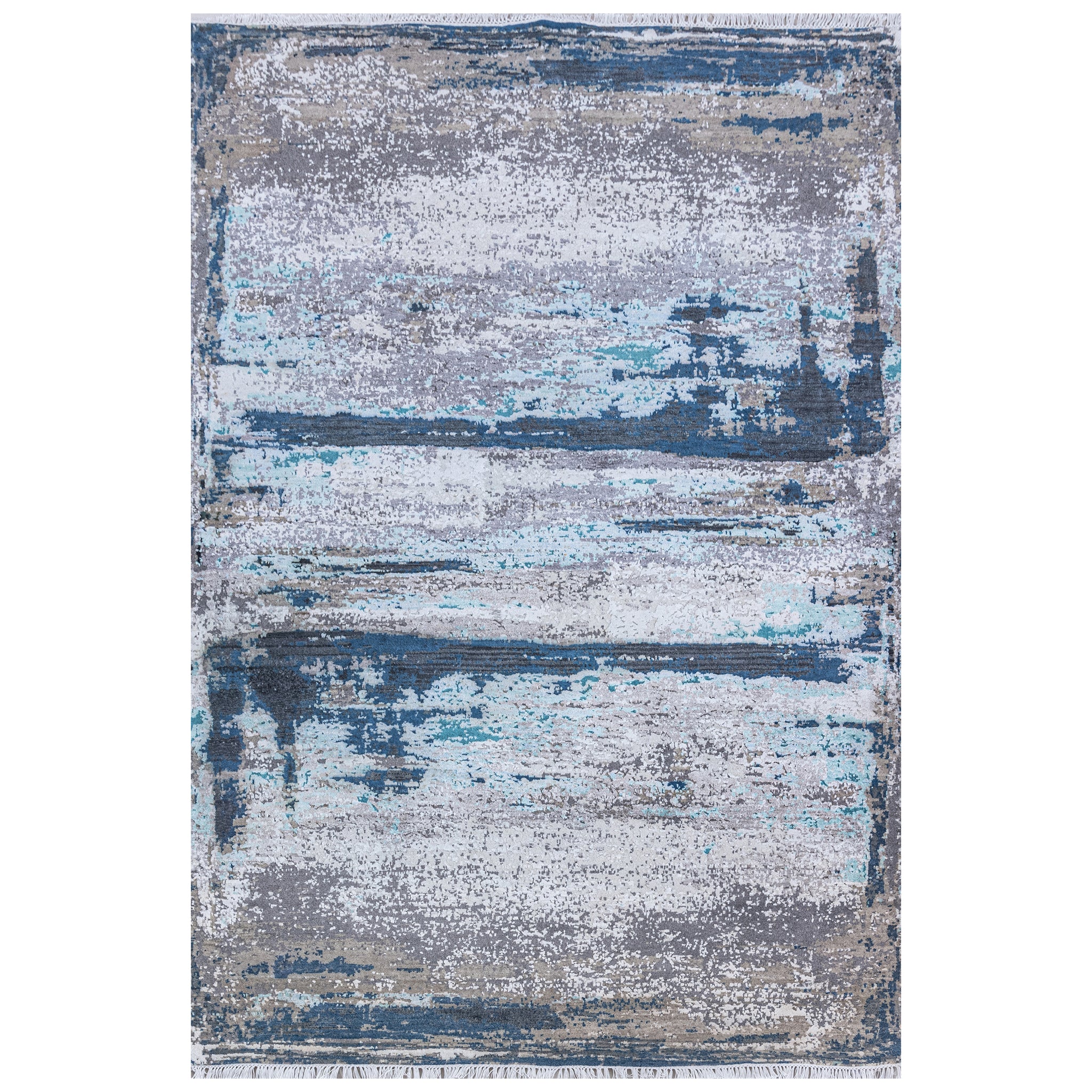 Modern Silk & Wool Cream Handknotted Rug