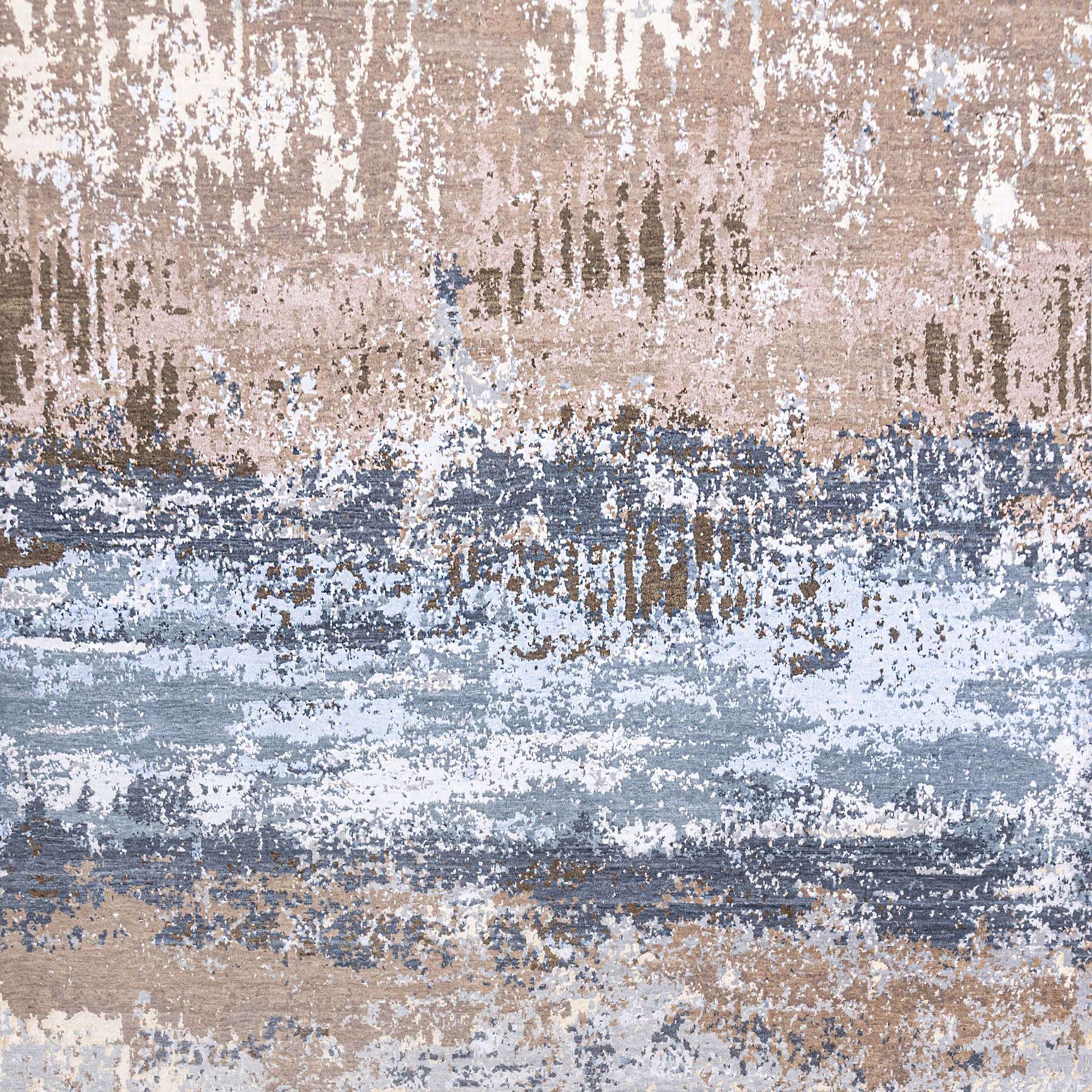 Modern Wool & Silk Blue Handknotted Rug