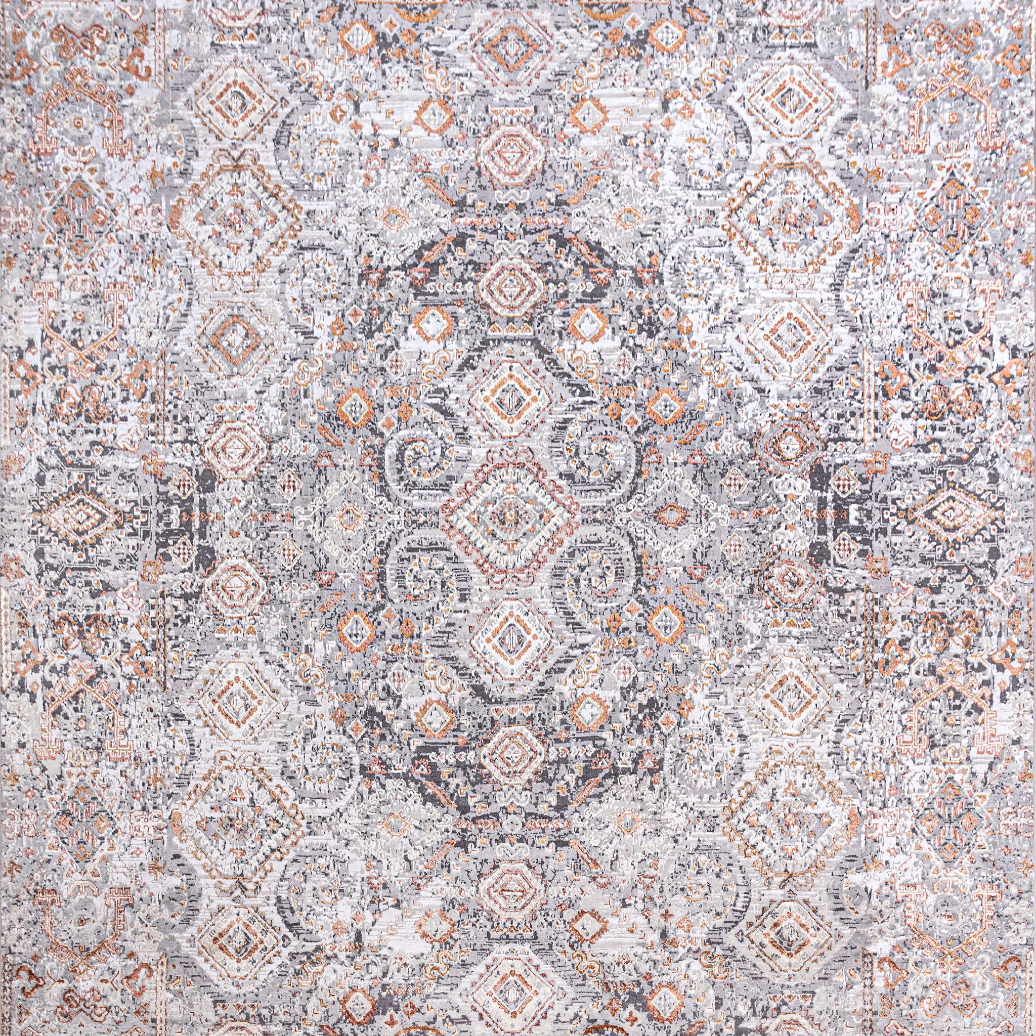 Modern Wool & Silk Grey Handknotted Rug