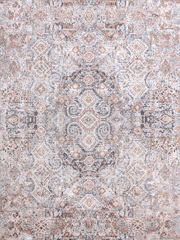 Modern Wool & Silk Grey Handknotted Rug