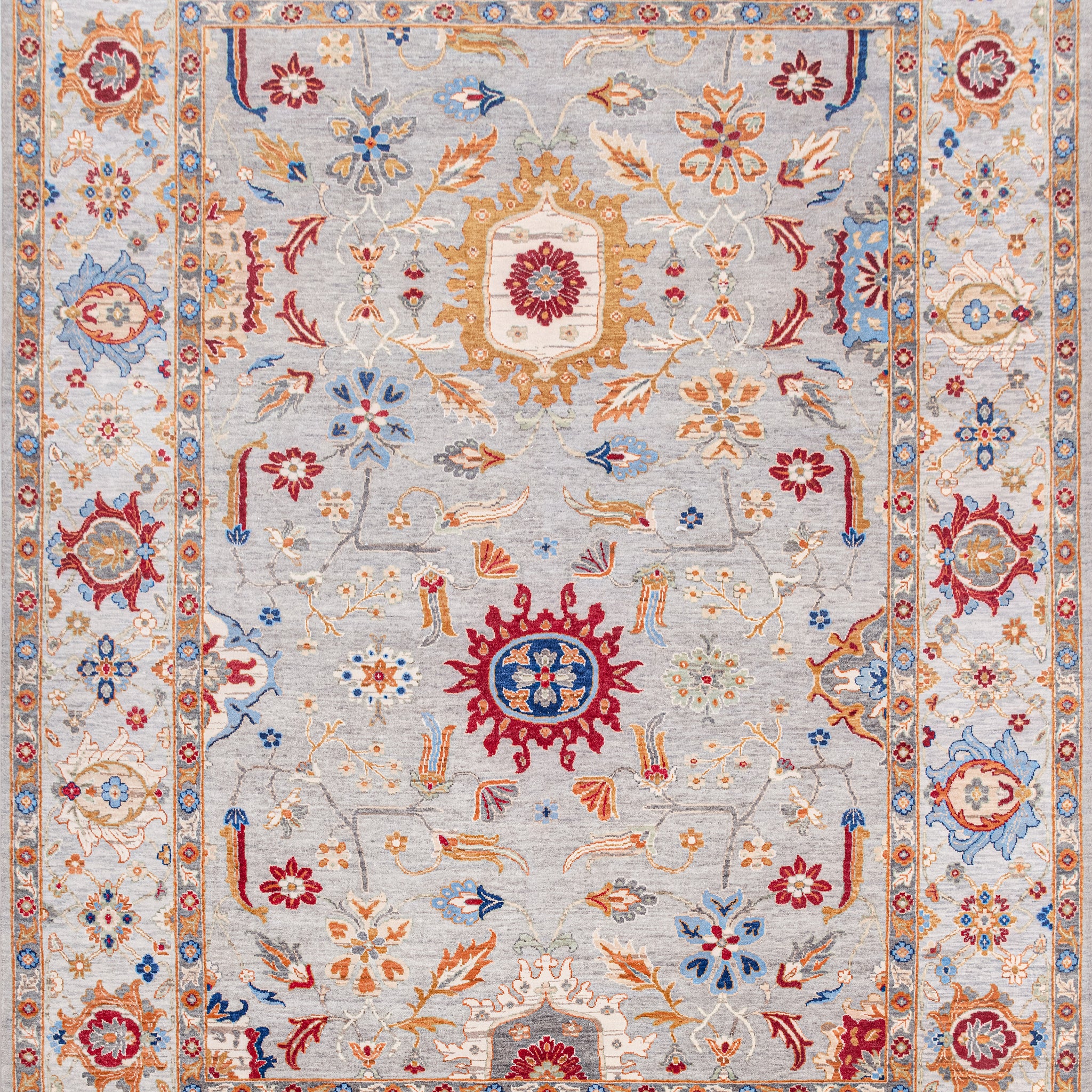 Traditional Wool Grey Handknotted Rug