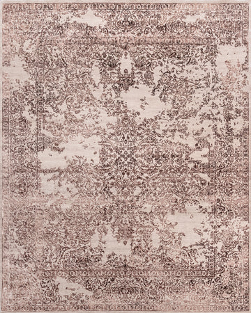 Traditional Wool & Silk Beige Handknotted Rug
