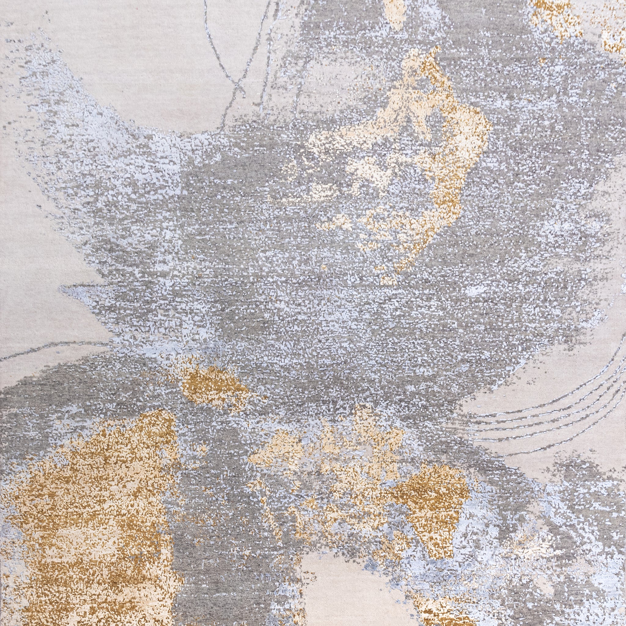 Modern Wool & Silk Grey Handknotted Rug