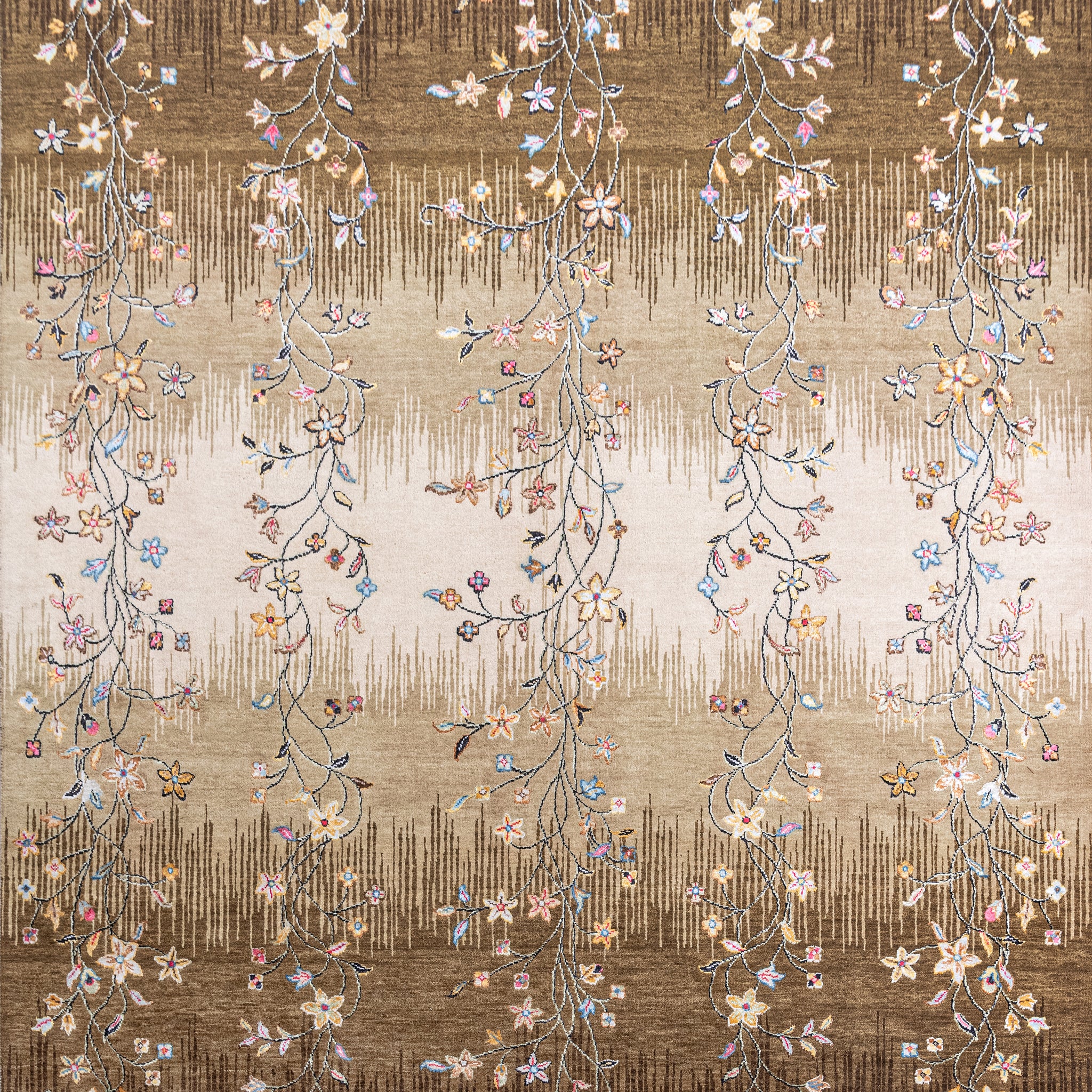 Traditional Wool & Silk Beige Handknotted Rug